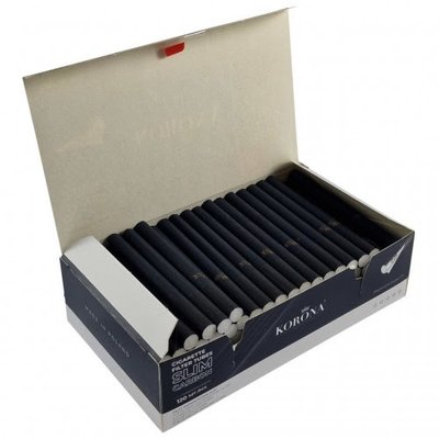 Черные сигаретные гильзы Slim Korona Carbon с угольным фильтром 120шт Slim carbon 120 фото