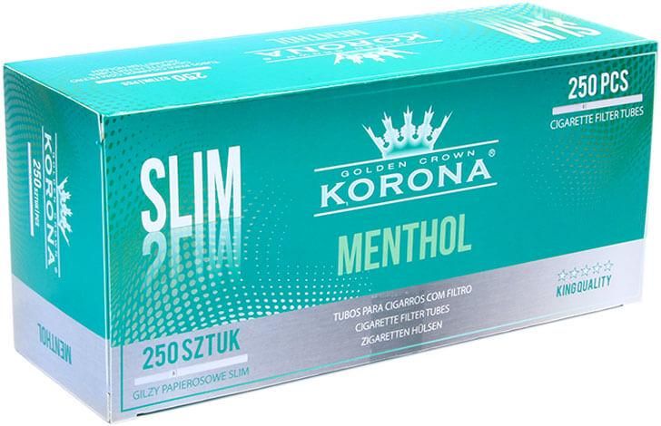 Сигаретні гільзи Slim Korona з Ментолом 250шт Slim mentol 250 фото