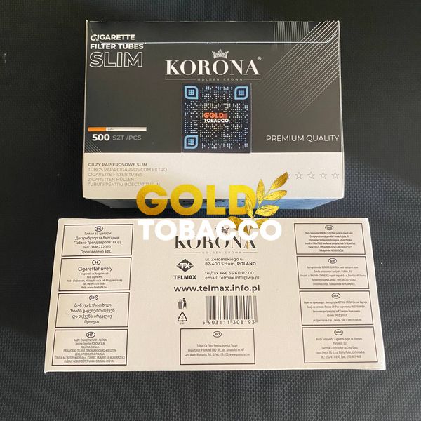 Сигаретні гільзи для тютюну Korona slim 500шт Korona-Slim-6.5-500 фото