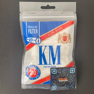 Фільтри для самокруток 100шт KM Filter Slim Size Regular 6/20мм