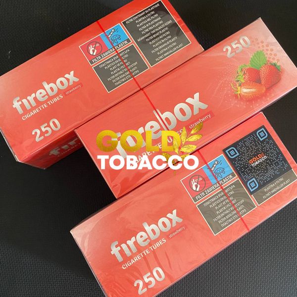 Ароматизовані сигаретні гільзи для тютюну Firebox Strawberries (полуниця) 250шт